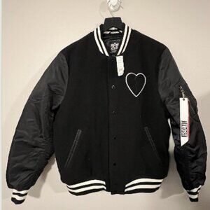 NWT-ALPHA INDUSTRIES X J FROST Varsity MA-1 Jacket Sz L “Heart Broken”
